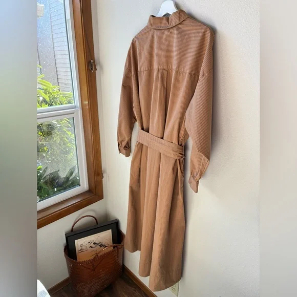 EUC Future Collective Belted Maxi Shirtdress Tan/ Black Striped (Size:L) - Picture 6 of 16